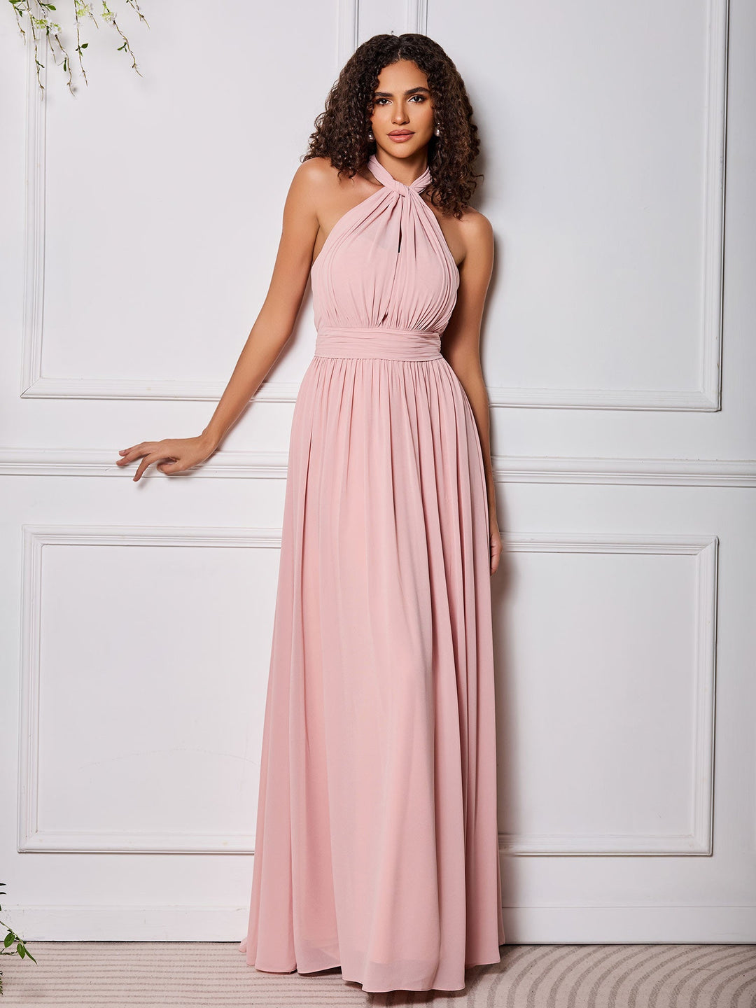 Vestido Convertible MultiPosición de Gasa con Cuello Halter
