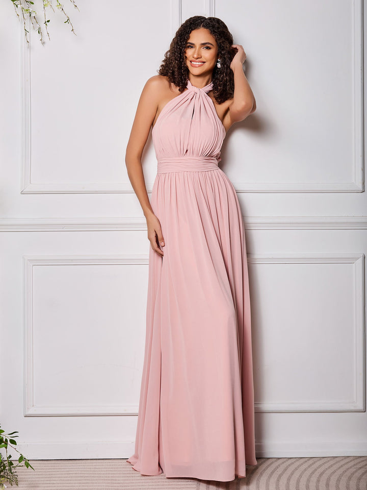 Vestido Convertible MultiPosición de Gasa con Cuello Halter