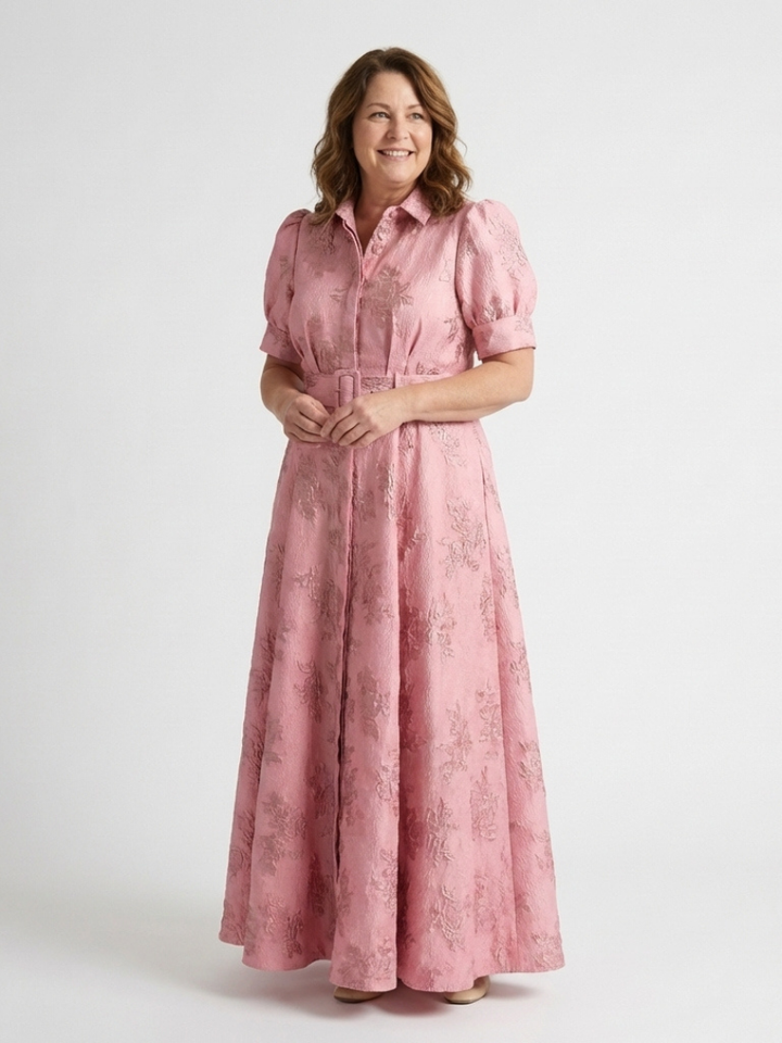 Xanthea | Vestido maxi camisero ajustado sin mangas con diseño floral