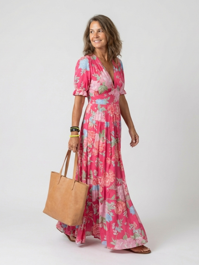 Ione | Vestido Midi Floral Sin Mangas con Escote en V" puede reescribirse como:

"Ione | Vestido Midi Floral Sin Mangas con Escote en Forma de V