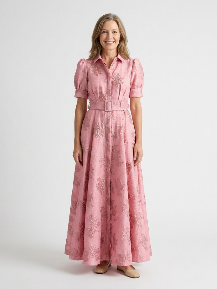 Xanthea | Vestido maxi camisero ajustado sin mangas con diseño floral