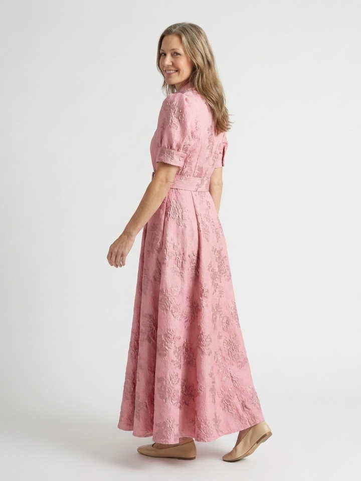 Xanthea | Vestido maxi camisero ajustado sin mangas con diseño floral