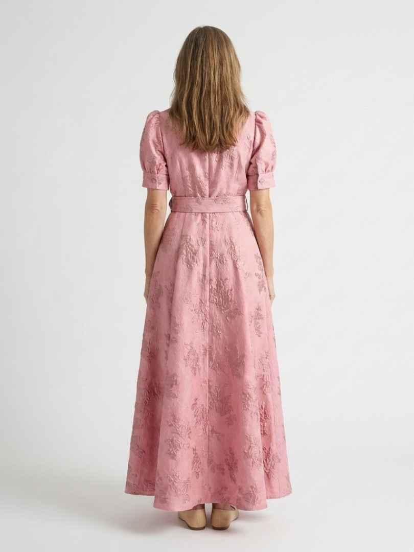 Xanthea | Vestido maxi camisero ajustado sin mangas con diseño floral