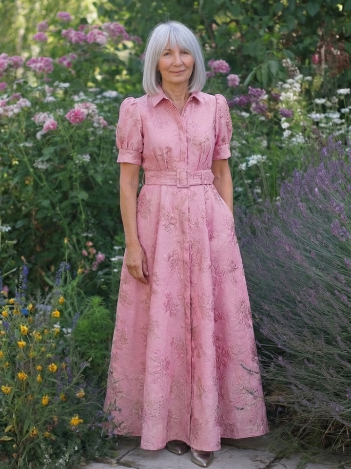 Xanthea | Vestido maxi camisero ajustado sin mangas con diseño floral