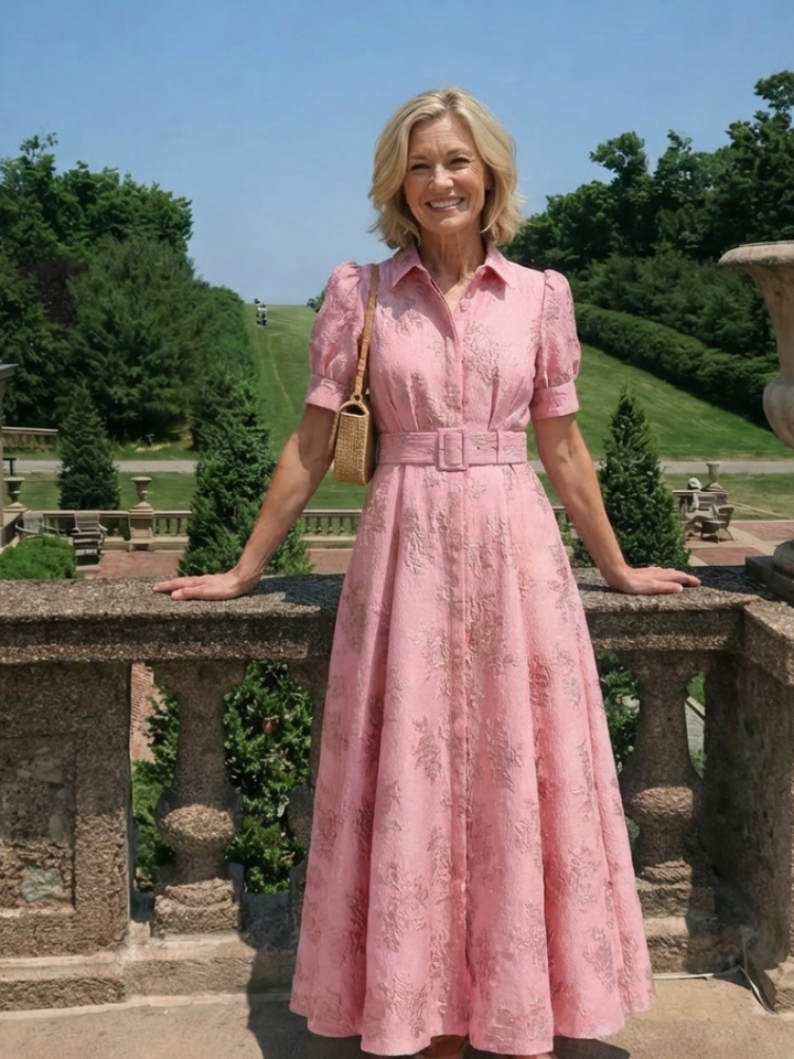 Xanthea | Vestido maxi camisero ajustado sin mangas con diseño floral