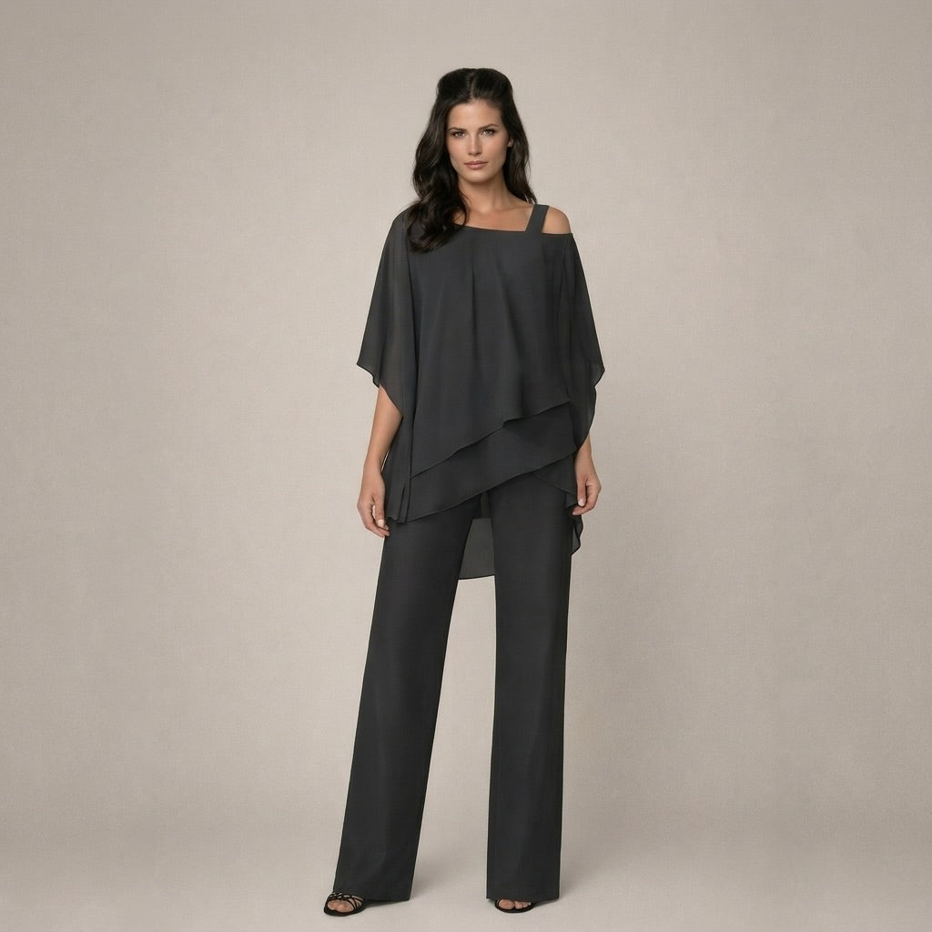 Lina™ | Conjunto elegante con blusa de capas