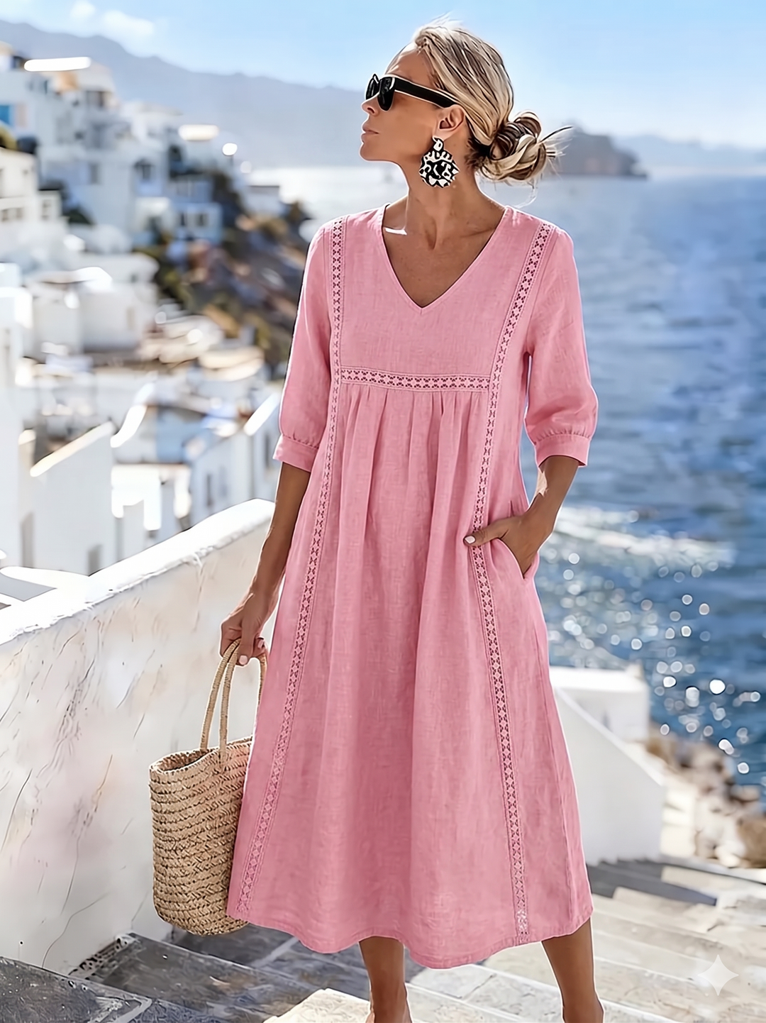 Helena - Vestido casual holgado de encaje patchwork