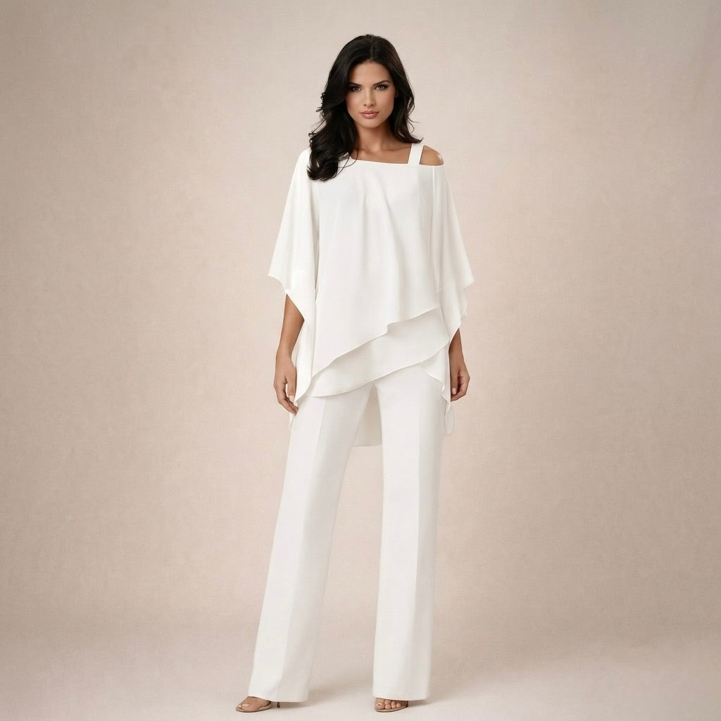 Lina™ | Conjunto elegante con blusa de capas