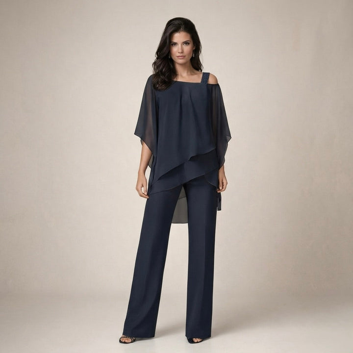 Lina™ | Conjunto elegante con blusa de capas