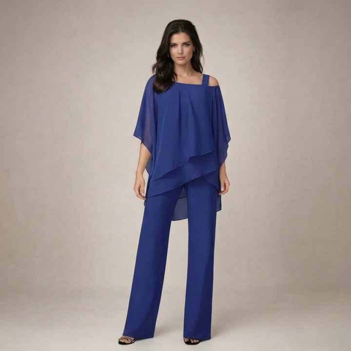 Lina™ | Conjunto elegante con blusa de capas