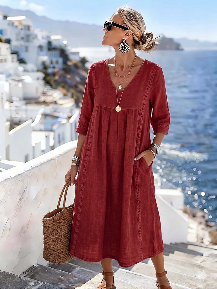 Helena - Vestido casual holgado de encaje patchwork