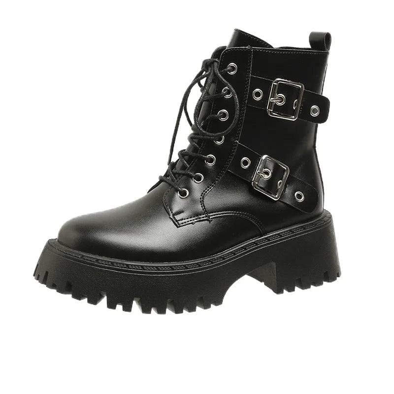 Elena™ | Botines con cordones de plataforma, estilo moderno