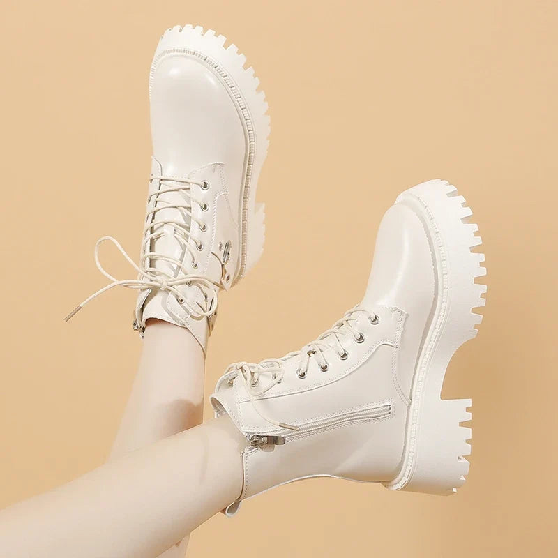 Elena™ | Botines con cordones de plataforma, estilo moderno