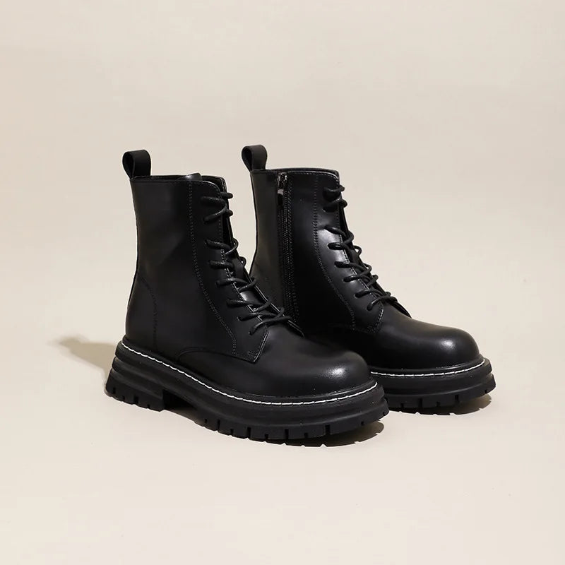 Beatriz™ | Botines marrones con correa y suela gruesa