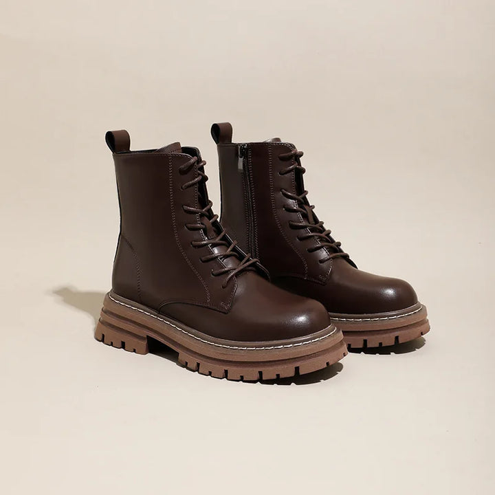 Beatriz™ | Botines marrones con correa y suela gruesa