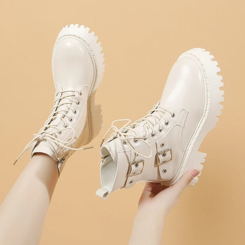 Elena™ | Botines con cordones de plataforma, estilo moderno