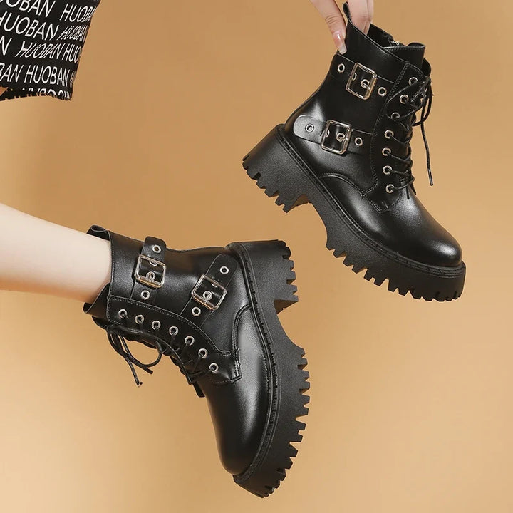 Elena™ | Botines con cordones de plataforma, estilo moderno