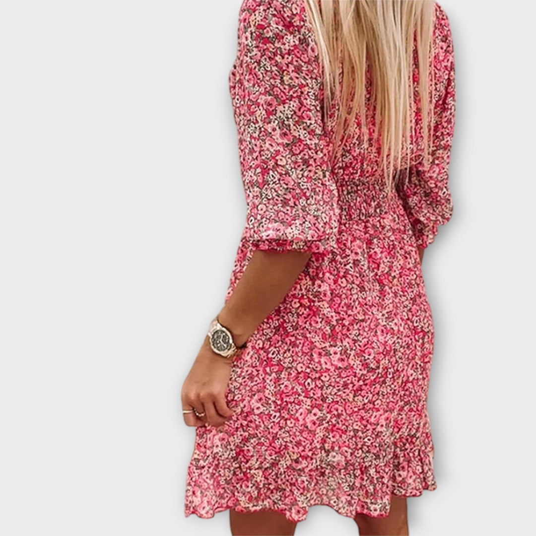Vestidos florales con mangas abullonadas para mujeres