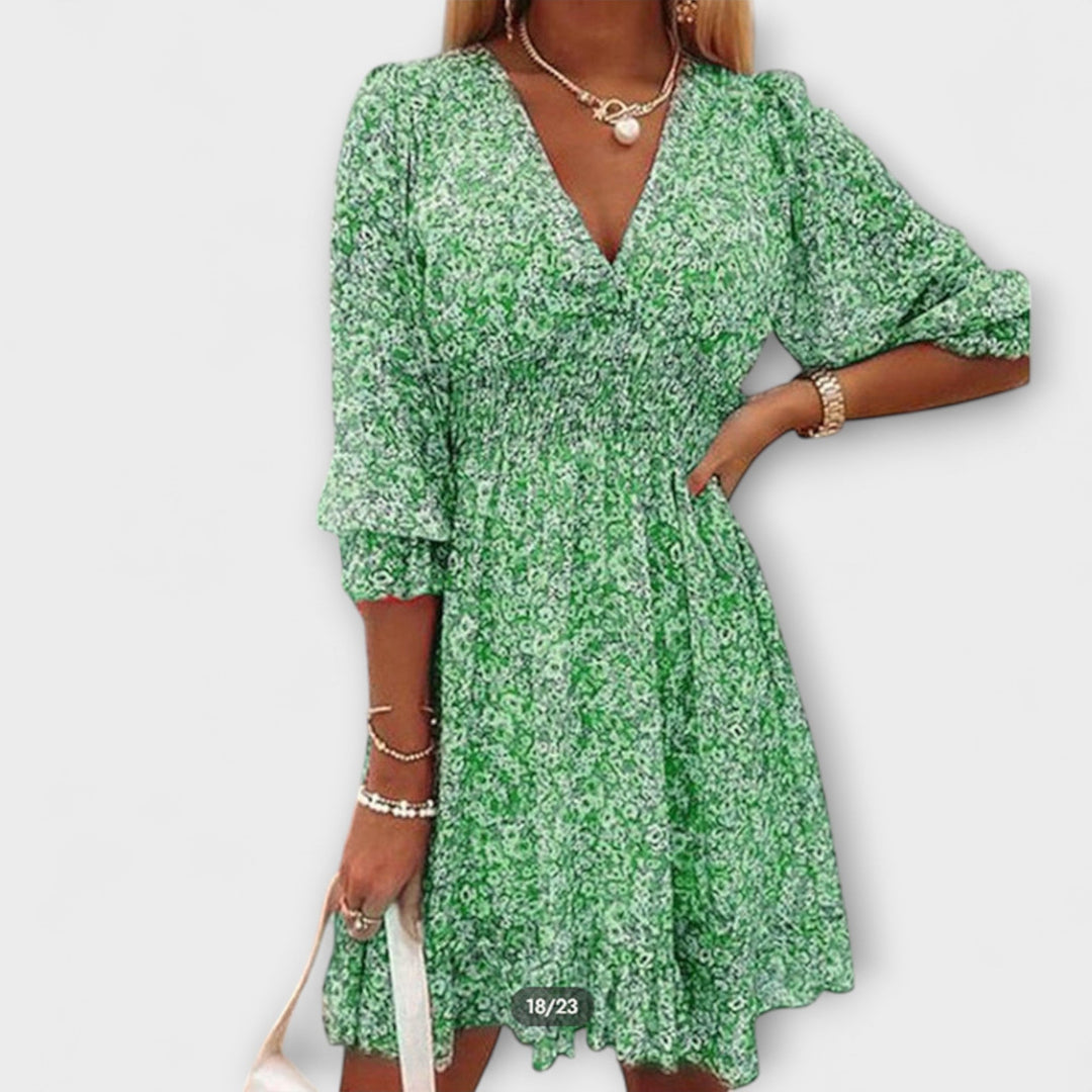 Vestidos florales con mangas abullonadas para mujeres
