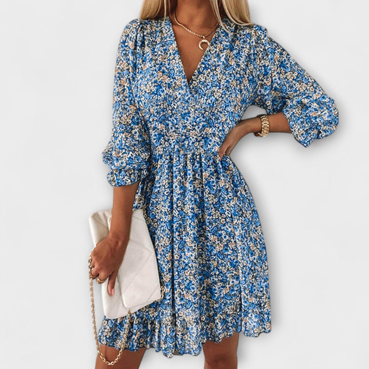 Vestidos florales con mangas abullonadas para mujeres