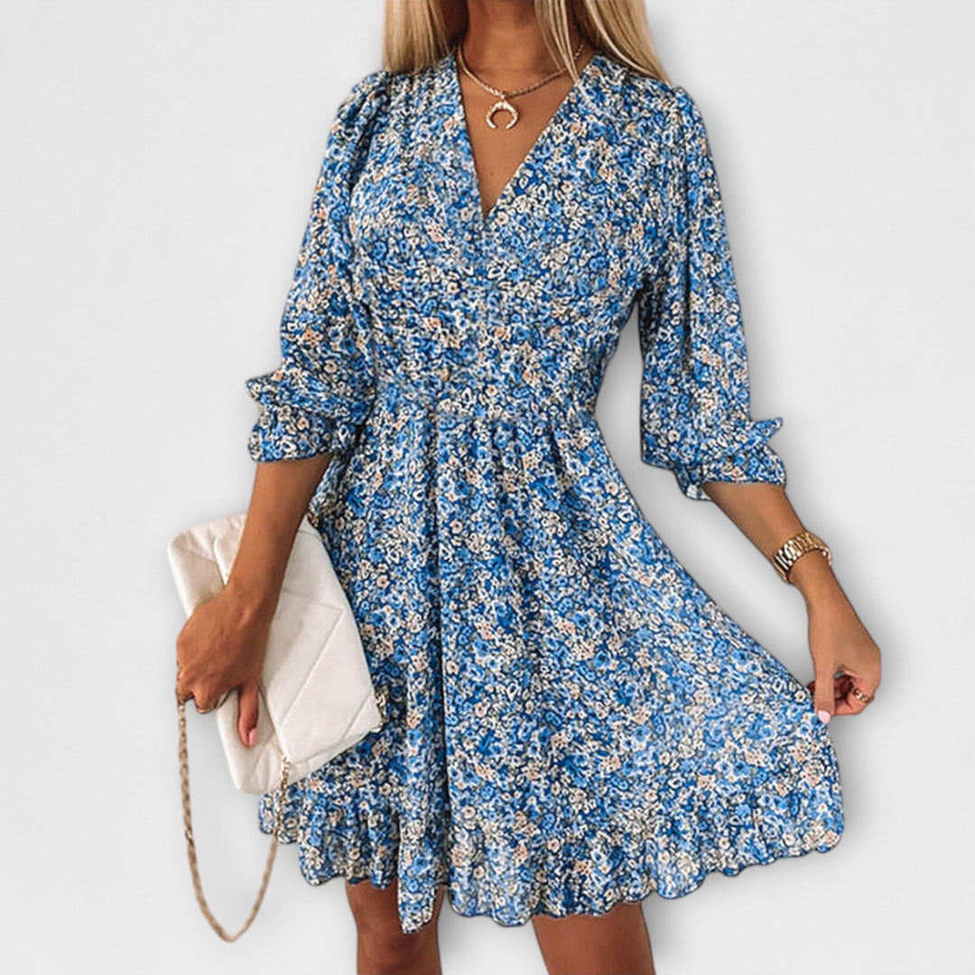 Vestidos florales con mangas abullonadas para mujeres