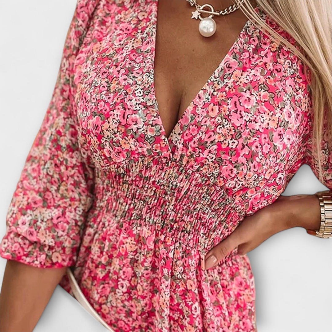 Vestidos florales con mangas abullonadas para mujeres