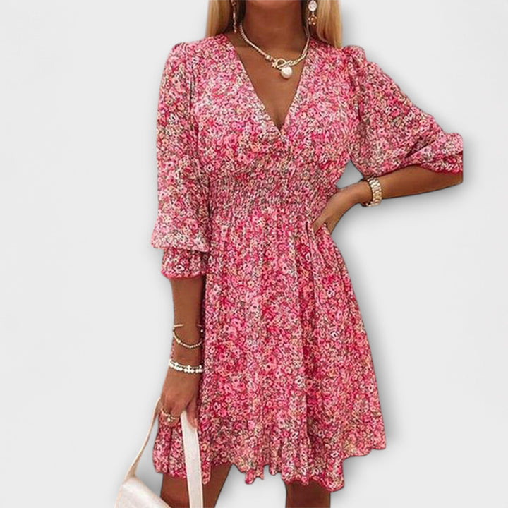 Vestidos florales con mangas abullonadas para mujeres