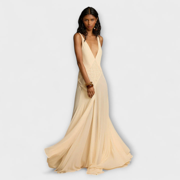 Lavinia - Vestido maxi con escote en V profundo