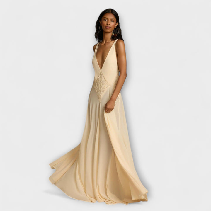 Lavinia - Vestido maxi con escote en V profundo