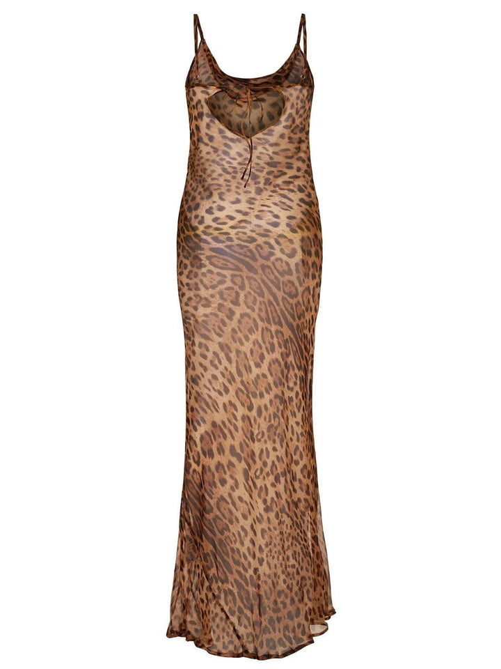 Vestido Maxi de Leopardo con Espalda Descubierta