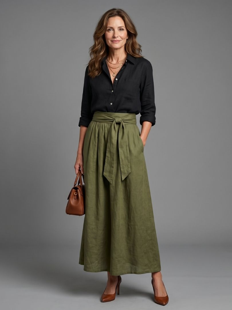 Gabriela™ | Conjunto de dos piezas con falda midi