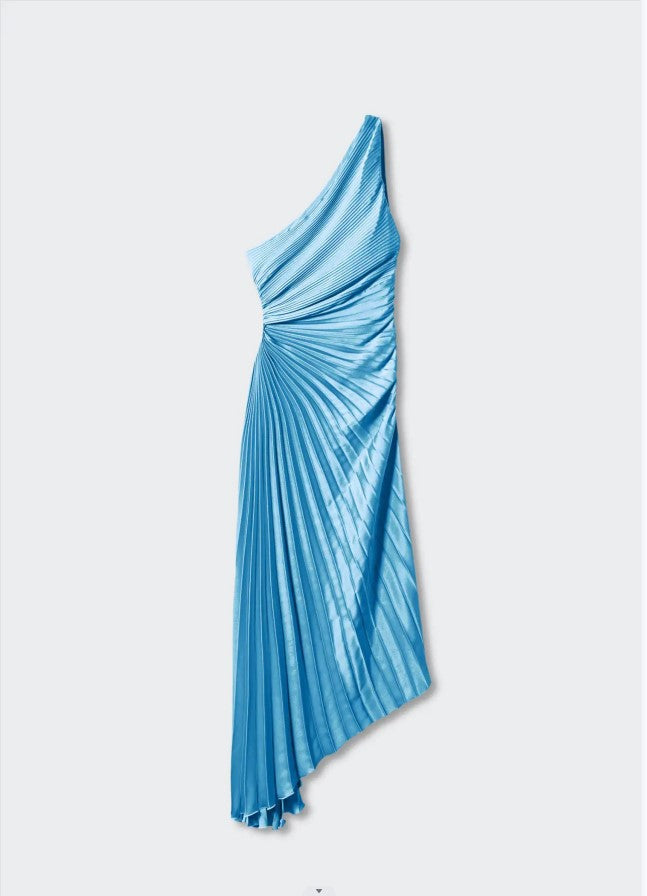 Sylviana - Vestido midi plisado de un solo hombro