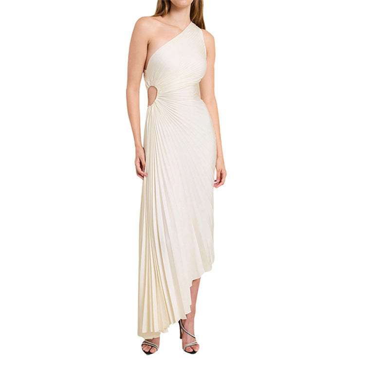 Sylviana - Vestido midi plisado de un solo hombro