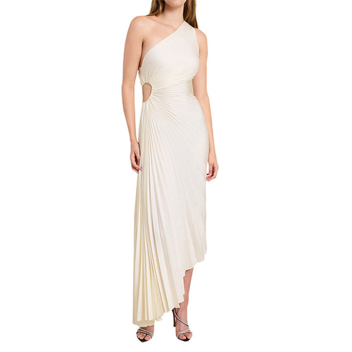 Sylviana - Vestido midi plisado de un solo hombro