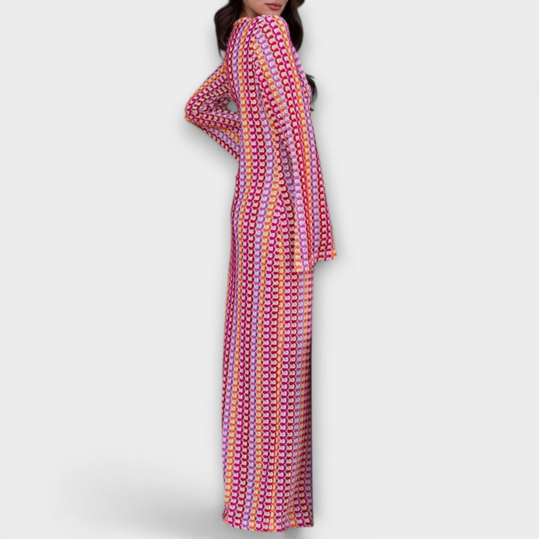 Elina – Vestido maxi con escote en V y un toque de vacaciones