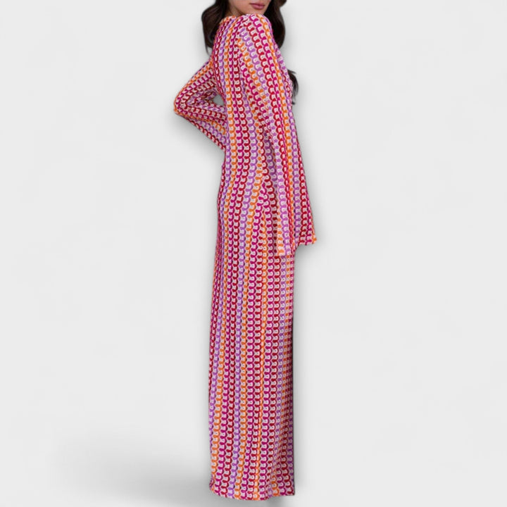 Elina – Vestido maxi con escote en V y un toque de vacaciones