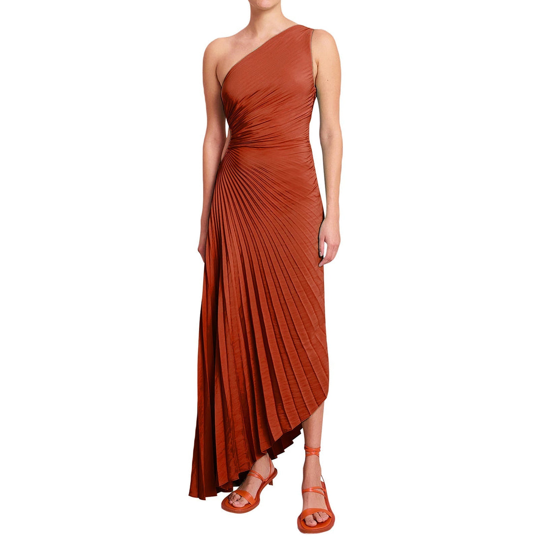 Sylviana - Vestido midi plisado de un solo hombro
