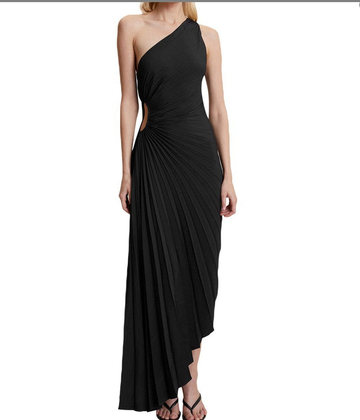 Sylviana - Vestido midi plisado de un solo hombro
