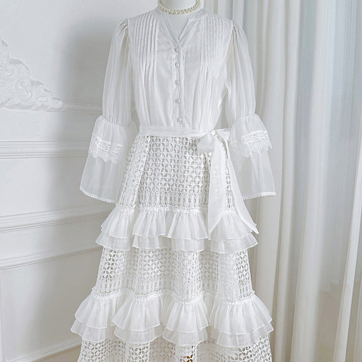 Freya - Cárdigan de Ganchillo Blanco Brillante para Mujer