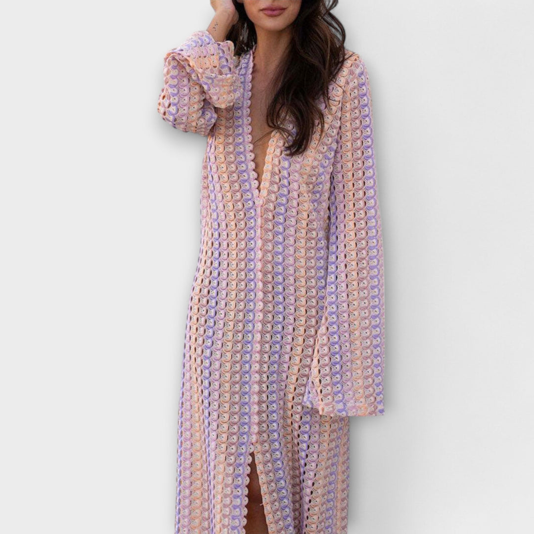 Elina – Vestido maxi con escote en V y un toque de vacaciones