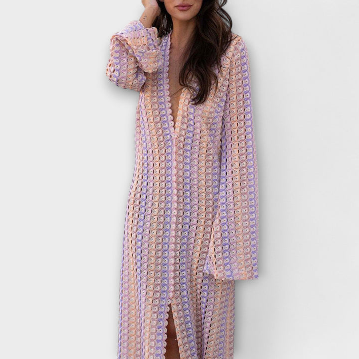 Elina – Vestido maxi con escote en V y un toque de vacaciones