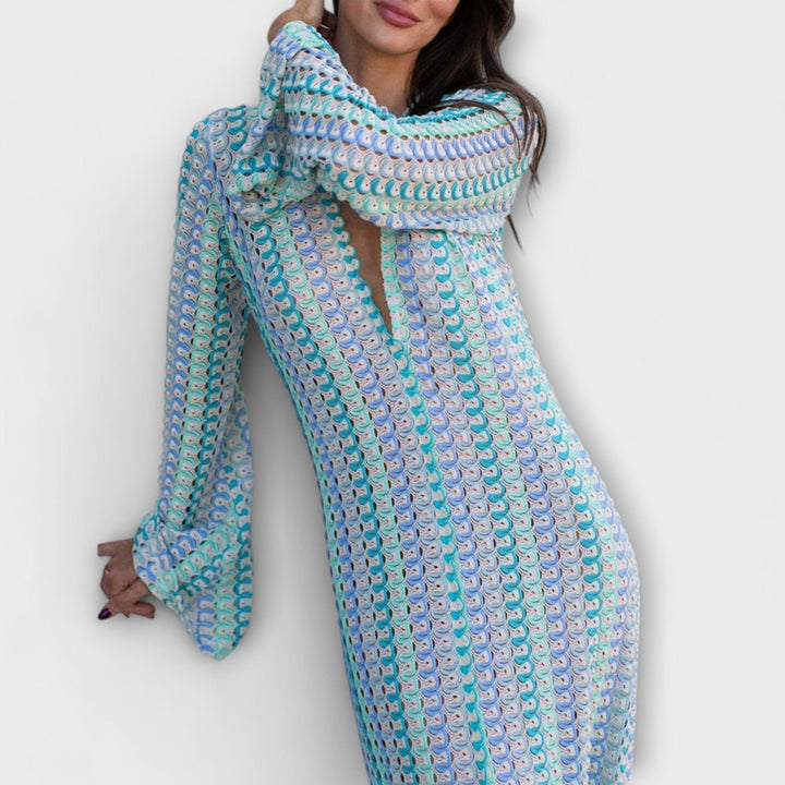 Elina – Vestido maxi con escote en V y un toque de vacaciones