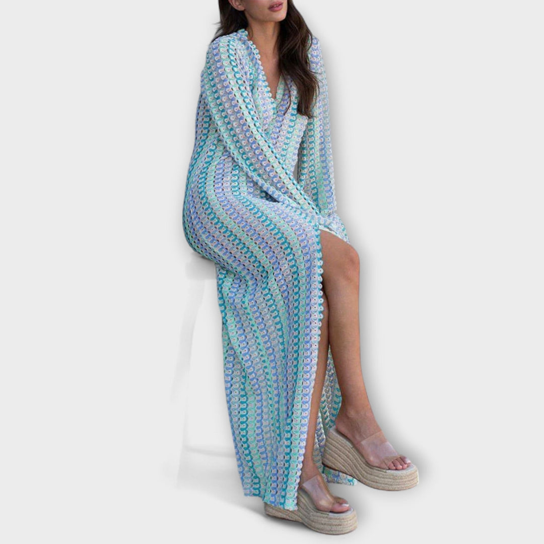 Elina – Vestido maxi con escote en V y un toque de vacaciones