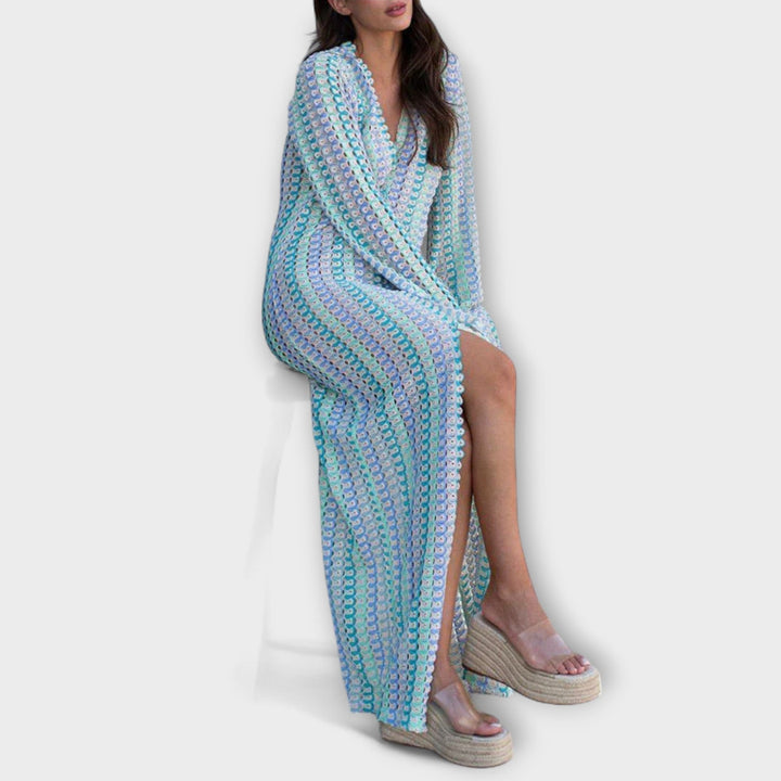 Elina – Vestido maxi con escote en V y un toque de vacaciones