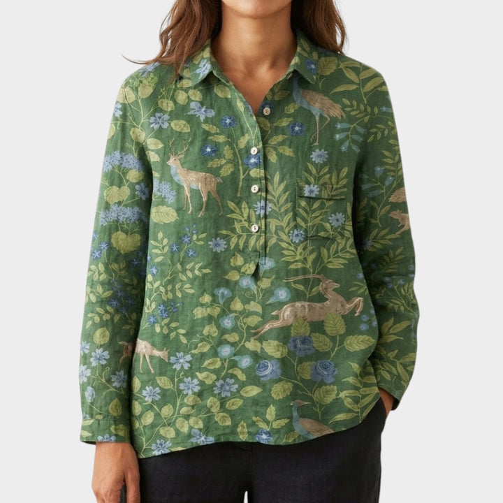 Bianca™ | Blusa de lino atemporal con estampado