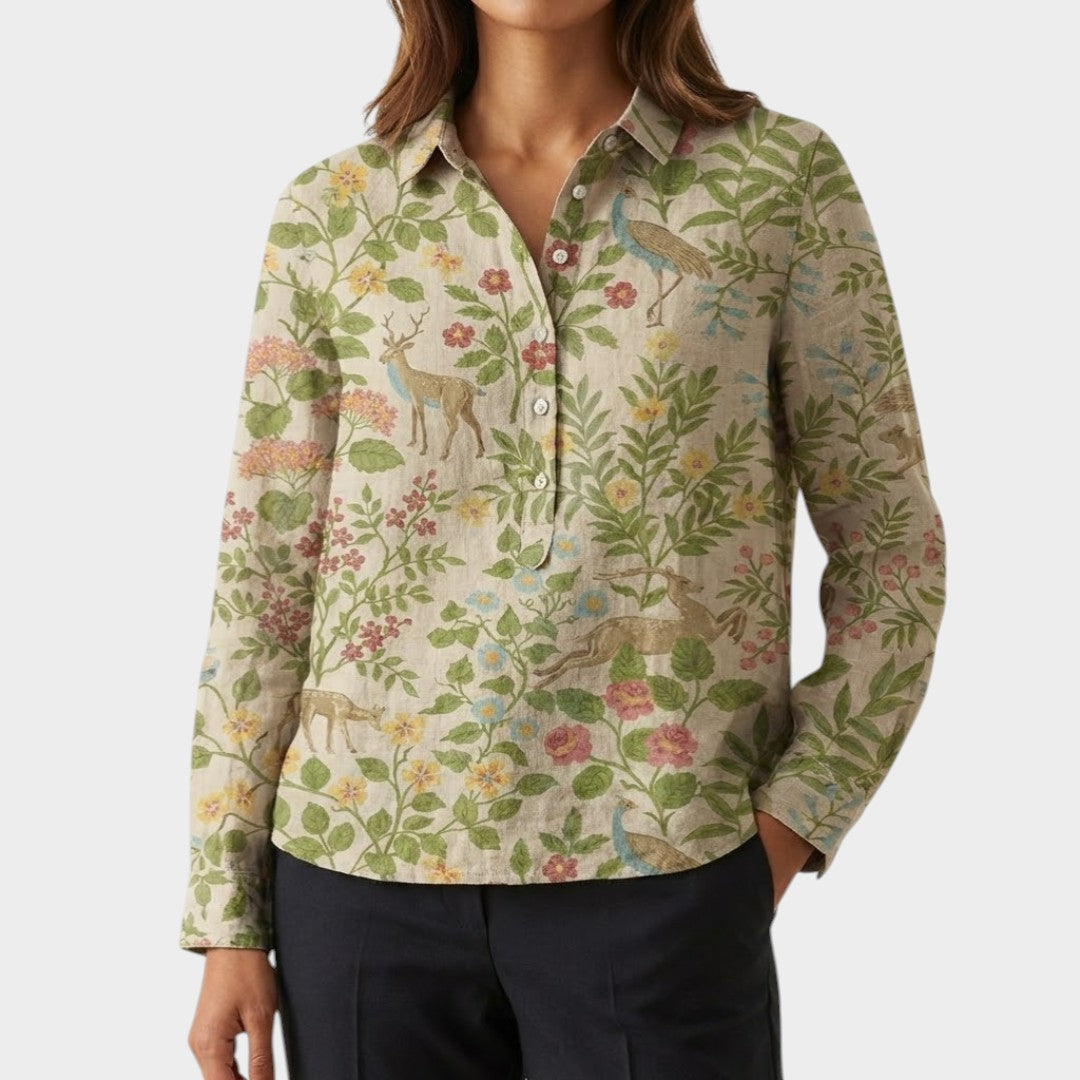 Bianca™ | Blusa de lino atemporal con estampado
