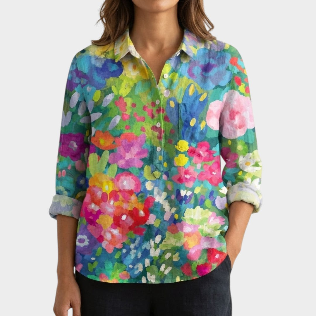 Vivianne™ | Blusa de lino atemporal con estampado