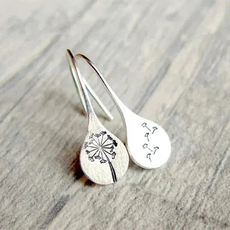 Pendientes de plata con forma de diente de león