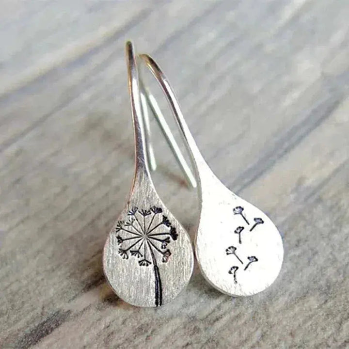 Pendientes de plata con forma de diente de león