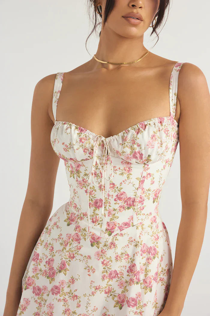 AURORA - VESTIDO MIDI CON CORSÉ Y CORDONES